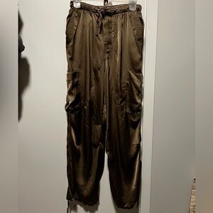Satin Olive Cargo Joggers